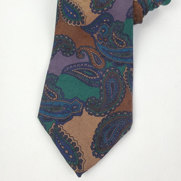 Vtg Stefano Milano Italy paisley silk tie - Picture 3 of 5